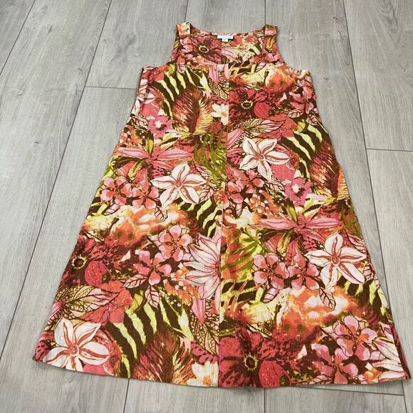 Jijil Dresses & Skirts - J.Jill Love Linen Floral Sunset Reef Dress Size XS